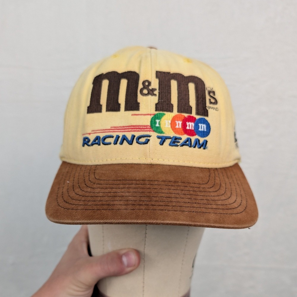 VTG M&M's NASCAR Hat Men OS Yellow MB2 Motorsports #36 Snapback Suede Brim 90s